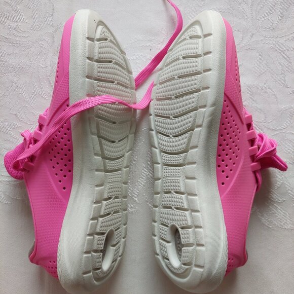 Crocs LiteRide Pink Pacer Perforated Lace Up Shoes Women's Sz. W8 - Picture 3 of 7